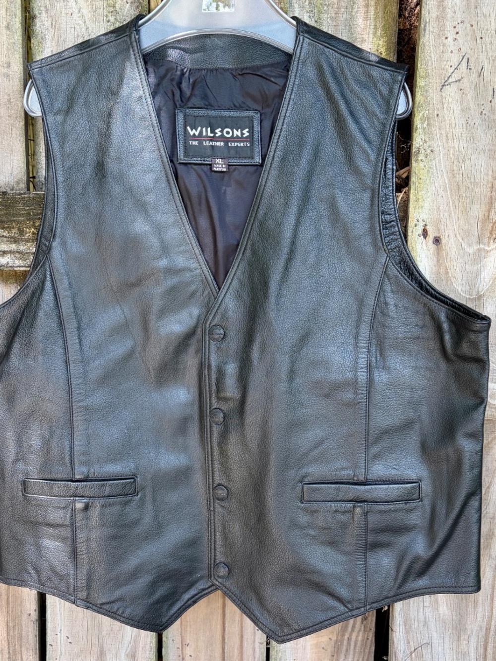 Vintage 1980s Wilson's Leathers Black Leather Bikers Vest Size XL